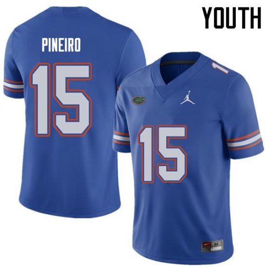 Youth Florida Gators #15 Eddy Pineiro NCAA Jordan Brand Royal Authentic Stitched College Football Jersey NID0862NJ